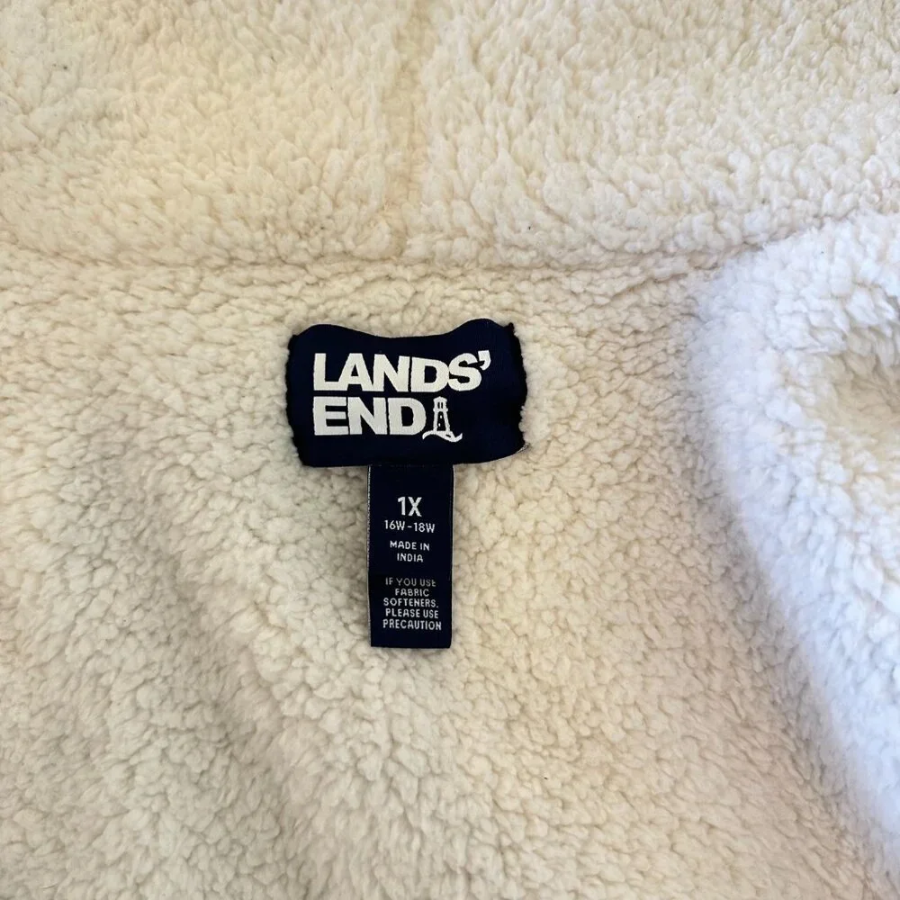 LANDS END plus size fleece lined super warm cozy full length robe women 1X